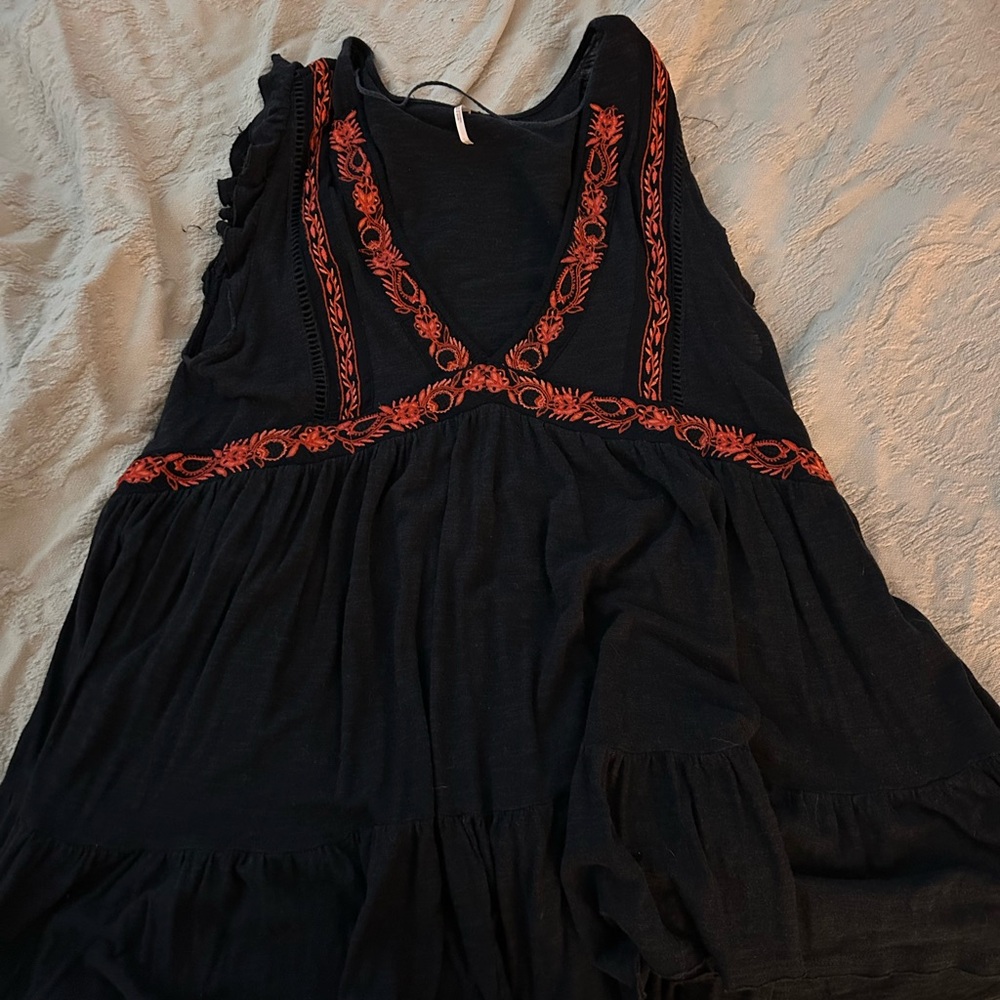 Black Dress with Red Embroidery